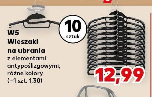 Wieszaki na ubrania W5 z elementami antypoślizgowymi 10 sztuk promocja w Kaufland