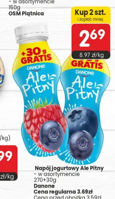 Napój jogurtowy Danone Ale Pitny jagodowy promocja w Market Point