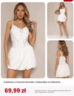 Sukienka o fasonie bombki z kokardką na dekolcie Renee promocja w Renee