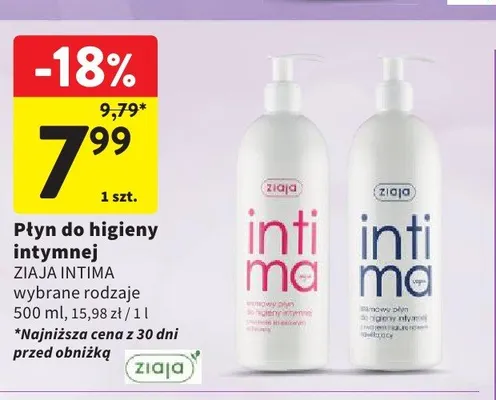 Płyn do higieny intymnej ZIAJA INTIMA konwaliowy promocja w Intermarche