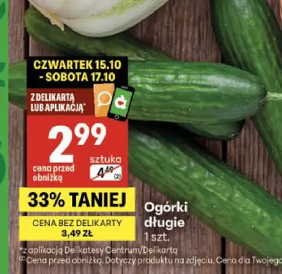 Ogórki długie promocja w Delikatesy Centrum