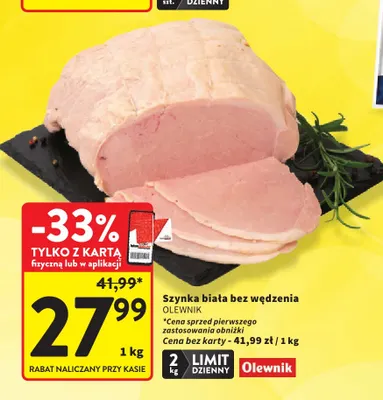 Szynka biała bez wędzenia Olewnik promocja w Intermarche
