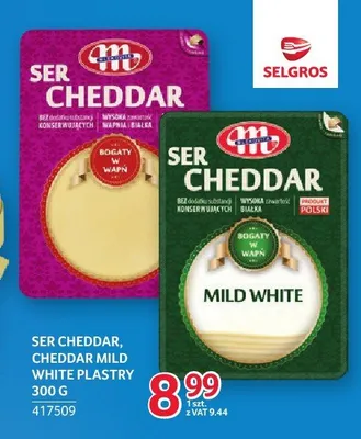 Ser Cheddar Mild White plastry Mlekovita promocja w Selgros