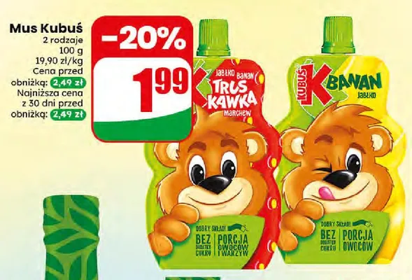 Mus Kubuś banan jabłko promocja w Dino