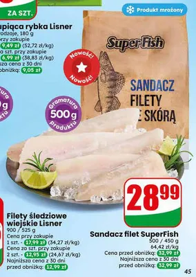 Sandacz filety ze skórą SuperFish promocja w Dino