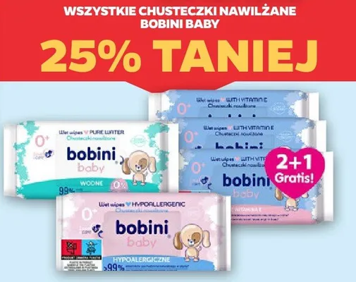 Wszystkie chusteczki nawilżane Bibini Baby -25% promocja w Netto