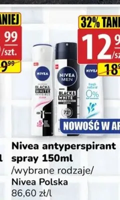 Antyperspirant spray Nivea Black & White Invisible Clear promocja w API Market