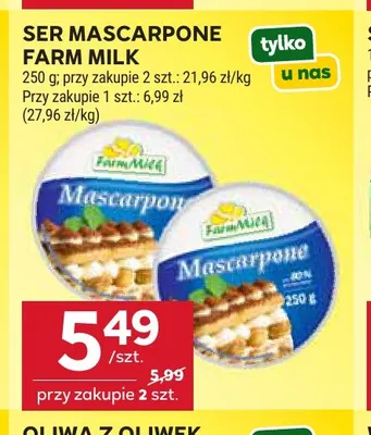 Ser mascarpone Farm Milk promocja w Stokrotka