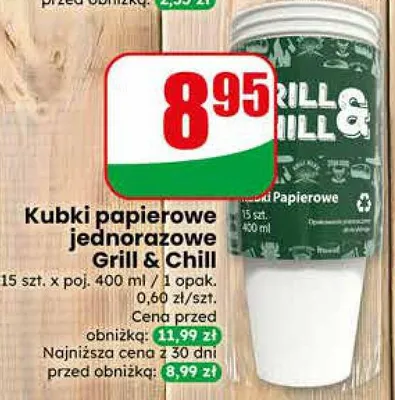 Kubki papierowe jednorazowe Grill & Chill promocja w Dino