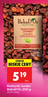 Rodzynki Jumbo BakaD'Or promocja w Biedronka