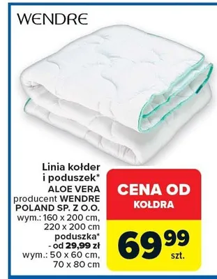 Linia kołder i poduszek ALOE VERA producent WENDRE POLAND SP. Z O.O. promocja w Carrefour