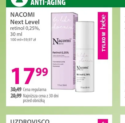 Next Level retinol 0,25% Nacomi promocja w Hebe