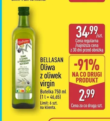 Oliwa z oliwek virgin Bellasan promocja w Aldi