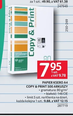 Papier ksero A4 Copy & Print 500 arkuszy promocja w Selgros