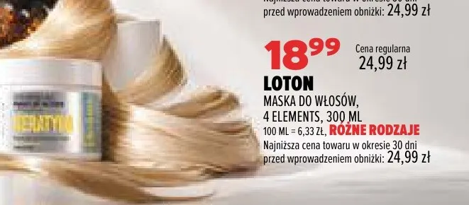 Maska do włosów 4 Elements Loton promocja w Drogerie Natura