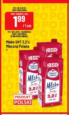 Mleko UHT 3,2% Mleczna Polana promocja w POLOmarket