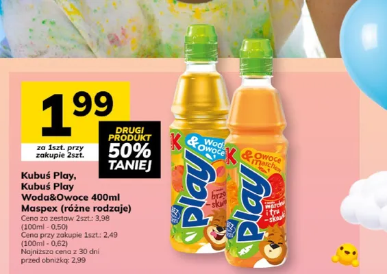 Napój Kubuś Play Woda&Owoce Maspex promocja w Hitpol