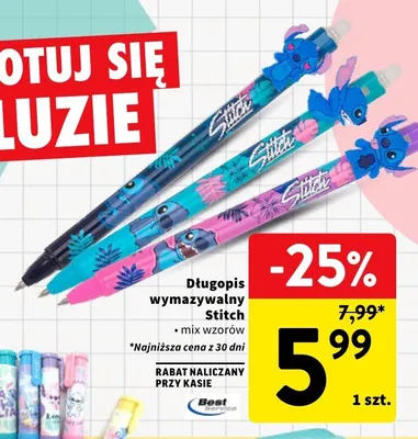 Długopis wymazywalny Stitch promocja w Intermarche