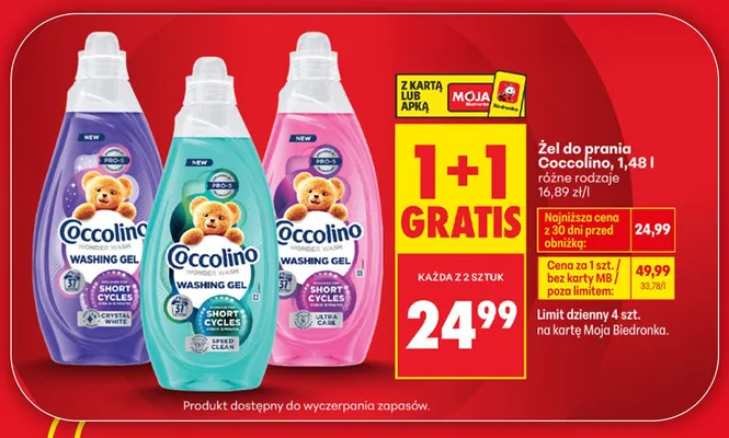 Żel do prania Coccolino Wonder Wash Speed Clean promocja w Biedronka