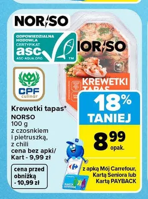 Krewetki tapas z chili Norso promocja w Carrefour