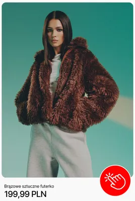 Brązowe sztuczne futerko Cropp promocja w Cropp