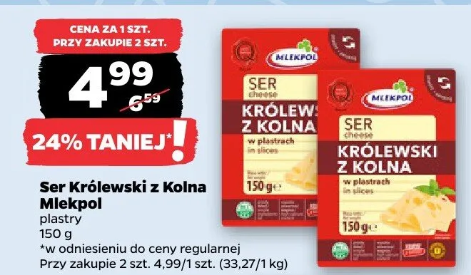 Ser Królewski z Kolna plastry promocja w Netto