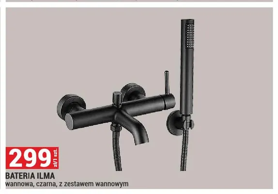 Bateria wannowa Ilma czarna z zestawem wannowym promocja w Merkury Market