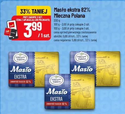 Masło ekstra Mleczna Polana 82% promocja w POLOmarket