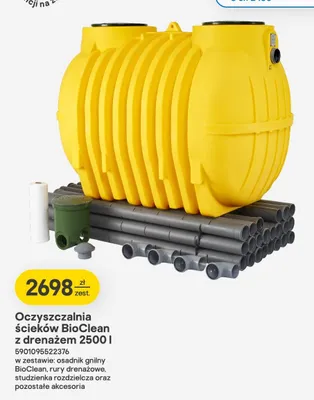 Oczyszczalnia ścieków BioClean z drenażem 2500 l promocja w Castorama