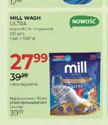 Kapsułki do zmywarek Mill Wash Ultra 32-pak promocja w Drogerie Jawa
