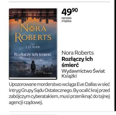 Książka Nora Roberts Rozłączy ich śmierć Wydawnictwo Świat Książki promocja w Empik