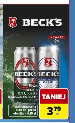 Piwo bezalkoholowe Beck's Blue promocja w Carrefour