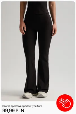 Czarne sportowe spodnie typu flare Cropp promocja w Cropp