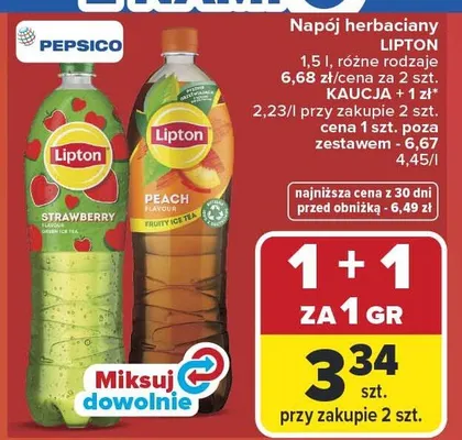 Napój herbaciany Lipton Peach promocja w Carrefour Market