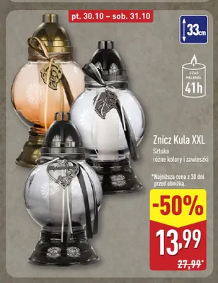 Znicz Kula Xxl 33 cm promocja w Aldi