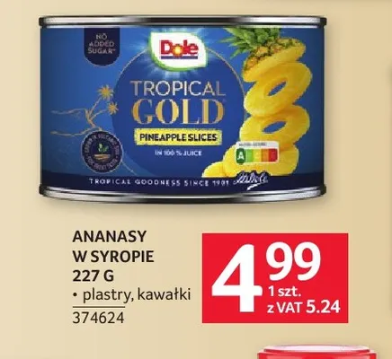 Ananas w puszce w syropie kawałki Dole promocja w Selgros