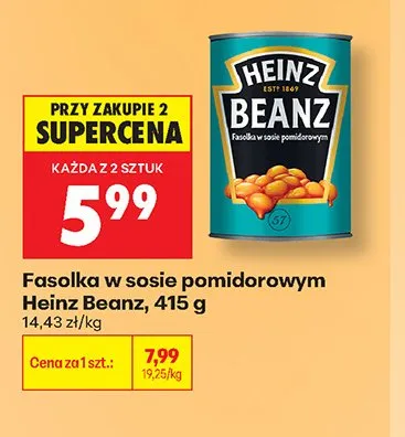 Fasolka w sosie pomidorowym Heinz Beanz promocja w Biedronka