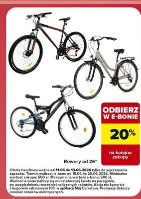 Rowery od 26" promocja w Carrefour