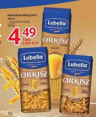 Makaron orkiszowy pióra Lubella promocja w Selgros