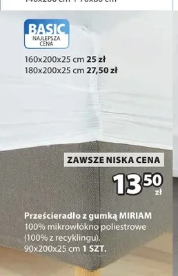Prześcieradło z gumką Miriam 180x200x25 cm promocja w Jysk