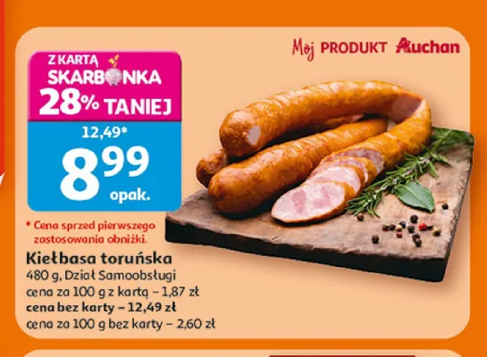 Kiełbasa toruńska Mój Produkt Auchan promocja w Auchan