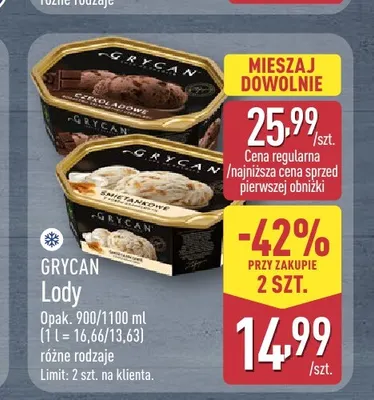 Lody czekoladowe Grycan promocja w Aldi