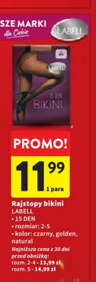 Rajstopy bikini 15 DEN Labell promocja w Intermarche