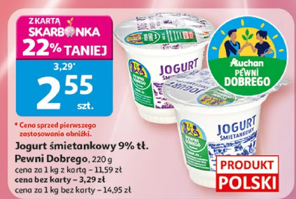 Jogurt śmietankowy 9% tł. Pewni Dobrego promocja w Auchan