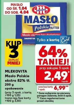 Masło Polskie ekstra 82% tł. promocja w Kaufland
