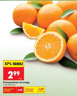Pomarańcze na wagę promocja w Biedronka