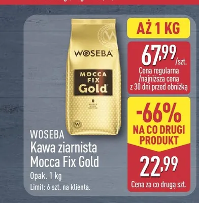 Kawa ziarnista Woseba Mocca Fix Gold promocja w Aldi