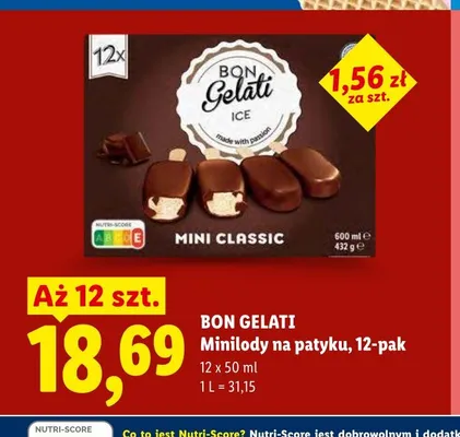 Minilody na patyku Bon Gelati 12-pak 50ml promocja w Lidl