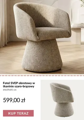 Fotel Svep obrotowy w tkaninie szaro-brązowy promocja w Homla