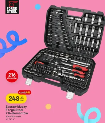 Zestaw kluczy 216 elementów promocja w Castorama
